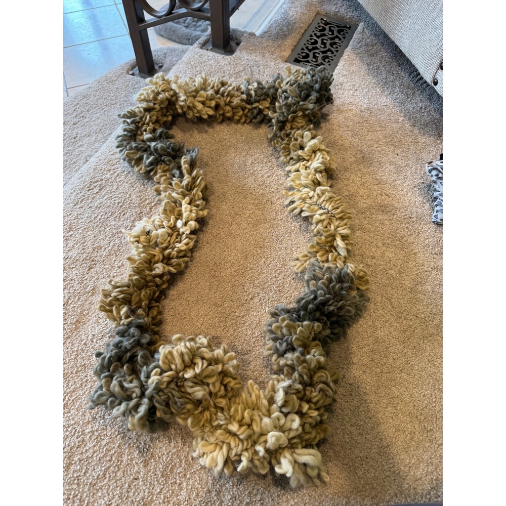 Handmade Chunky Knit Infinity Scarf Popcorn Texture Loop Scarf Grey Tan